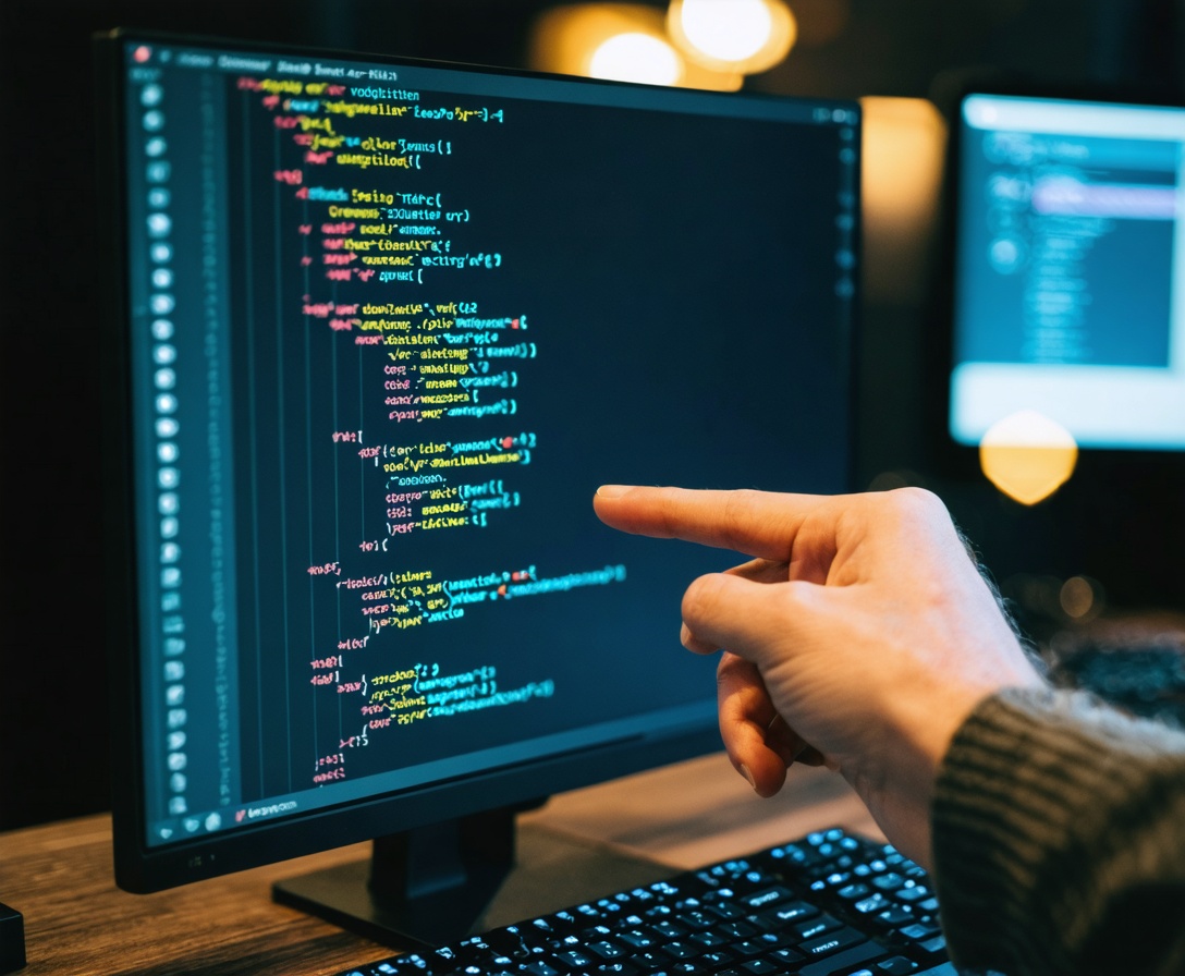 Technical instructor conducting a complex code review