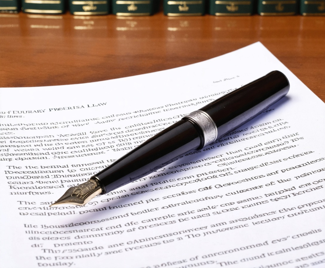 Detail of a legal contract with a high-end fountain pen